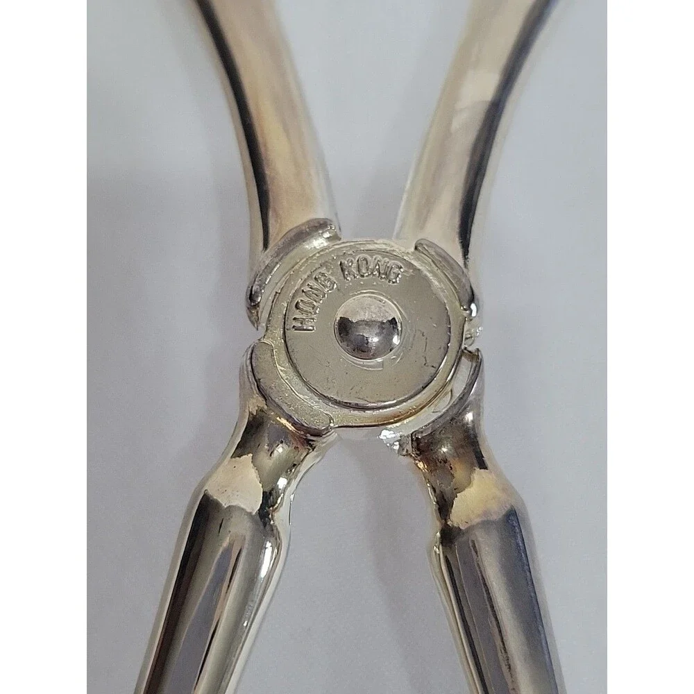 Vintage EP Zinc Alloy Silver Plated Scissor Style Salad Serving Tongs Hong Kong